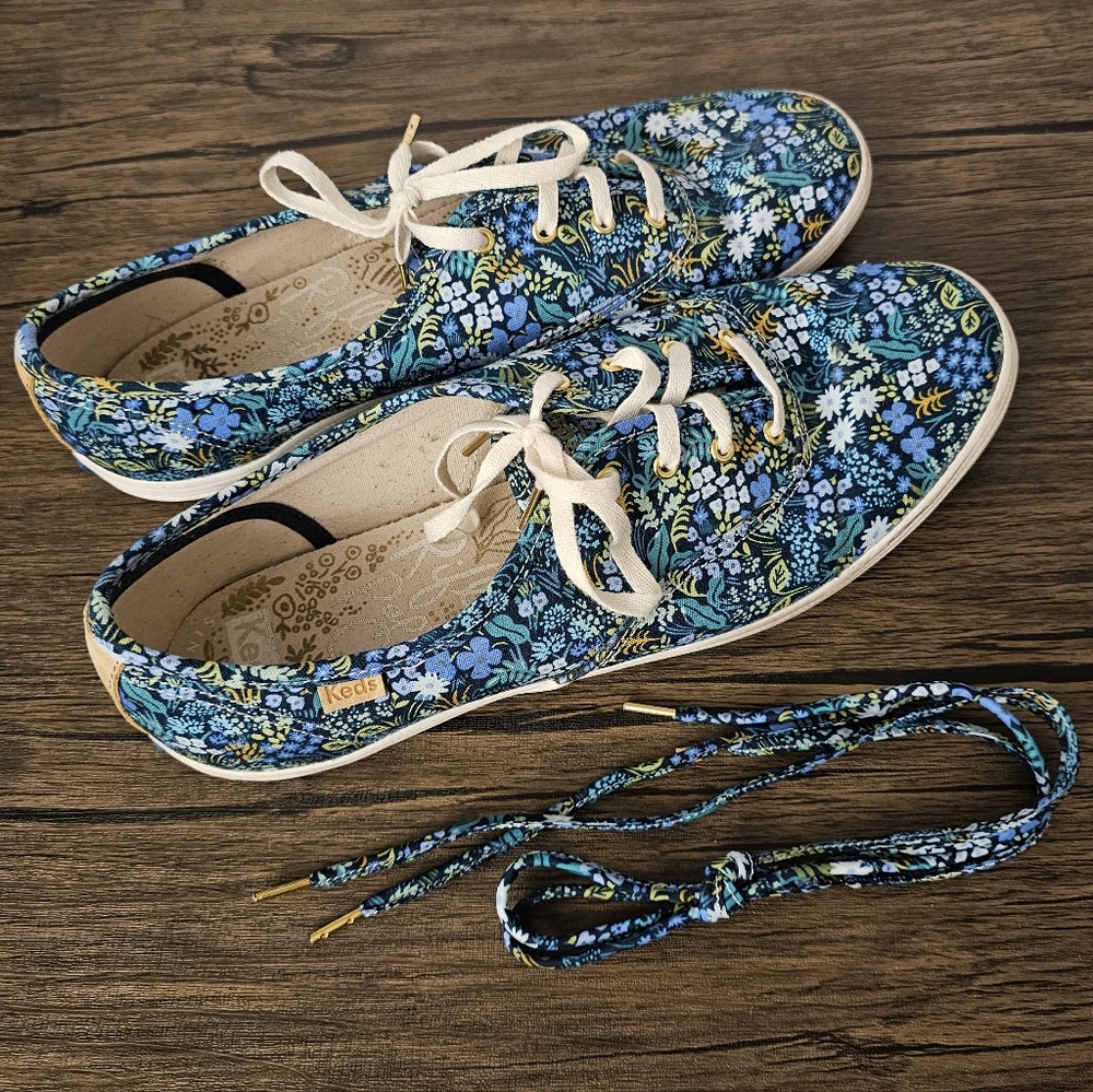 Keds x Rifle Paper Co. Champion Meadow Blue floral sneakers - Women's 10